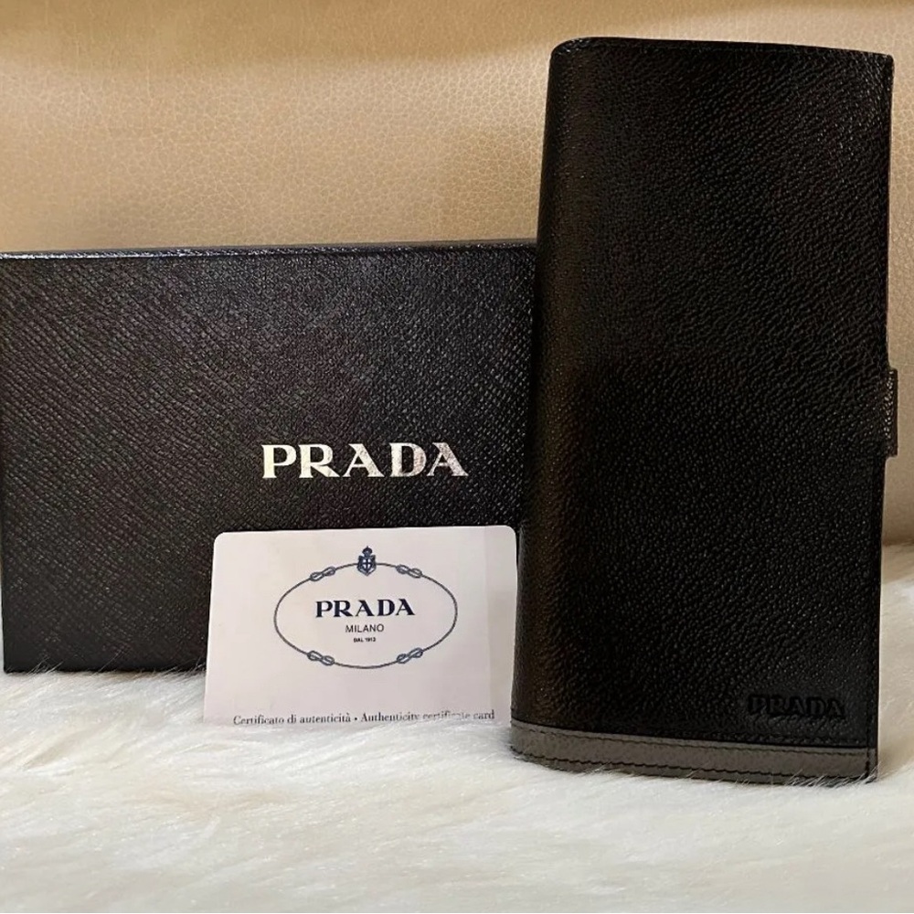 Prada Black Bifold Long Wallet w/ Authenticity Card